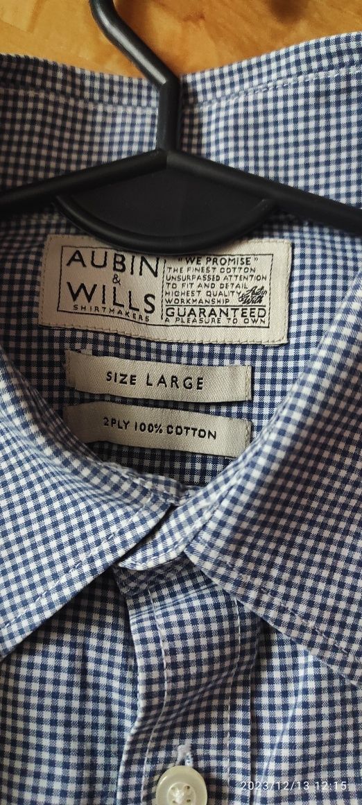 Bawełniana koszula Aubin & Wills w delikatną kratkę