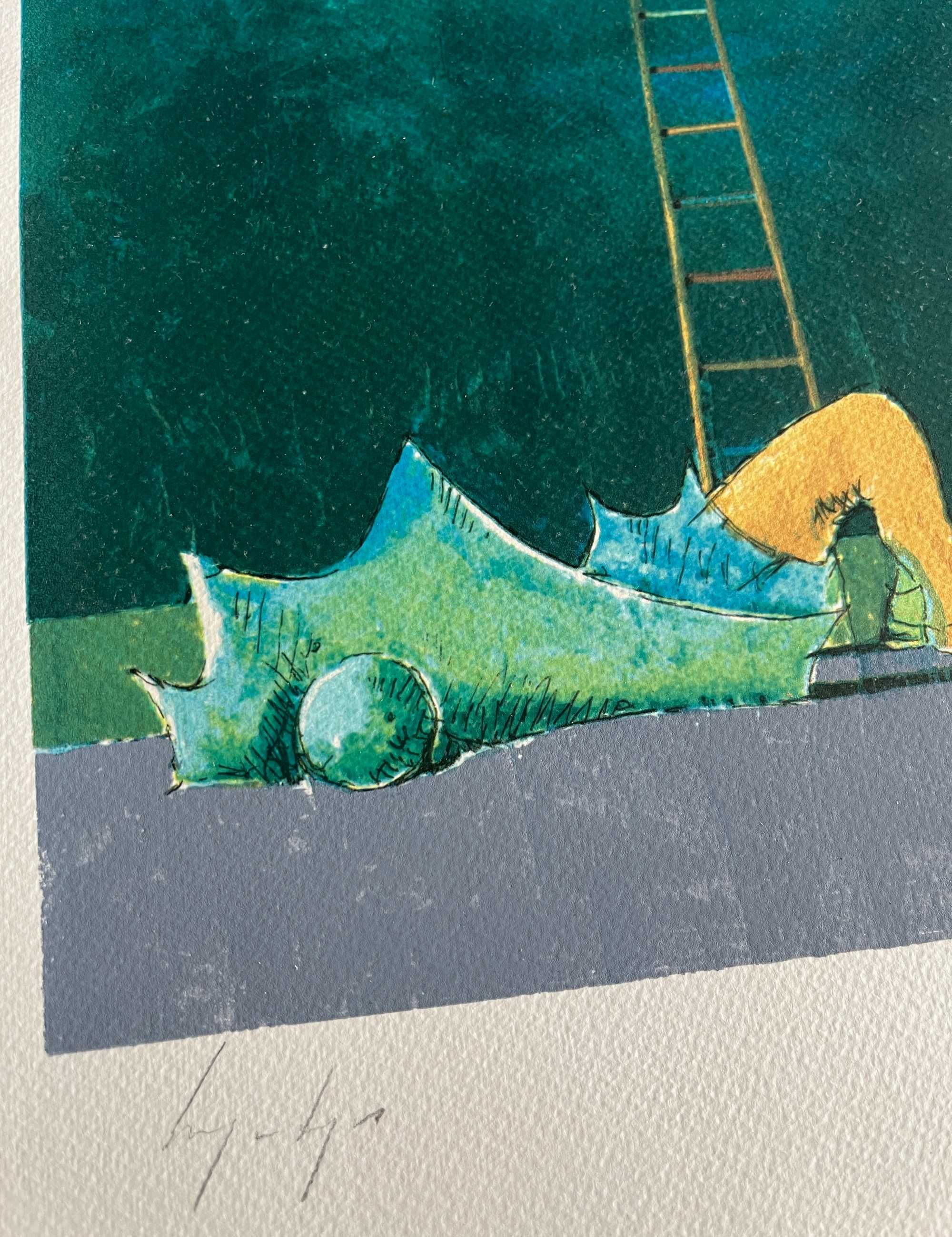 Serigrafia Cruzeiro Seixas e Alfredo Luz Emoldurada 83 x 63 cm