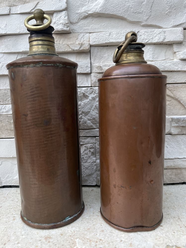 Stara miedziana butelka termofor pojemnik bidon miedziany