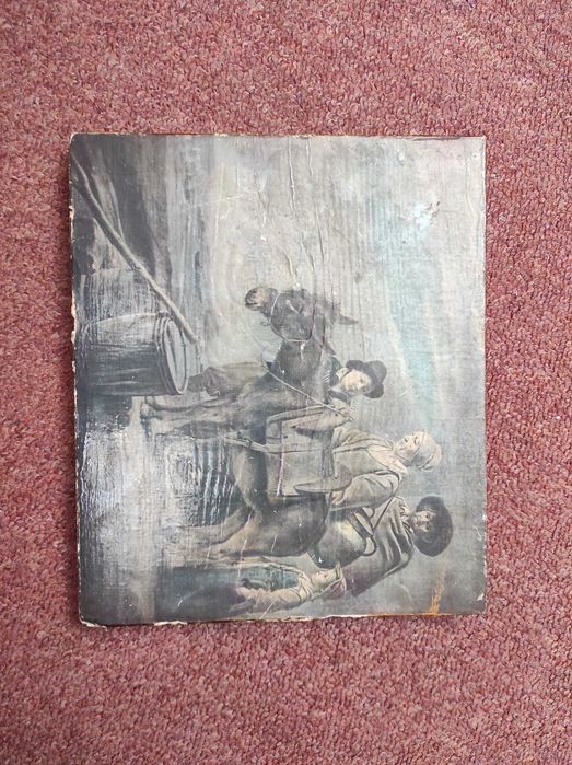 Obraz na desce, Louis Le Nain , Rodzina mleczarza / dojarki 21 x 18 cm