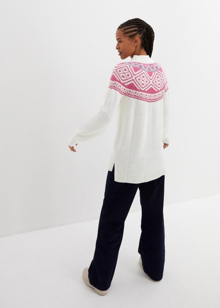 B.P.C sweter śmietankowy z różowym wzorem ^44/46