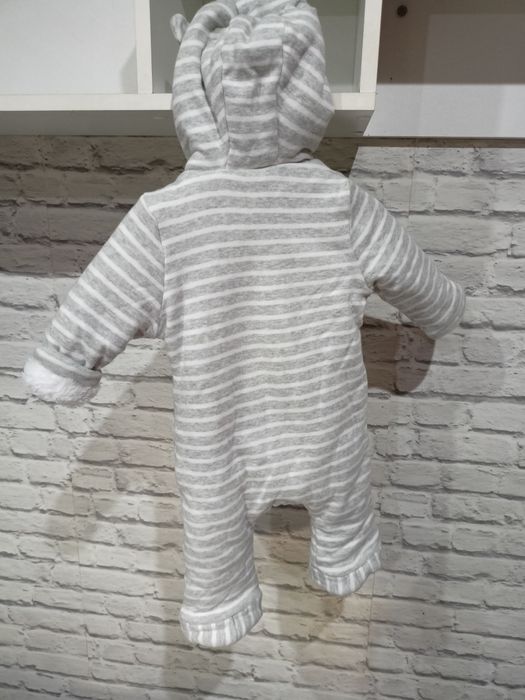 F F 56 62 kombinezon dresowy ciepły pajac miś z uszami zimowy przejsci