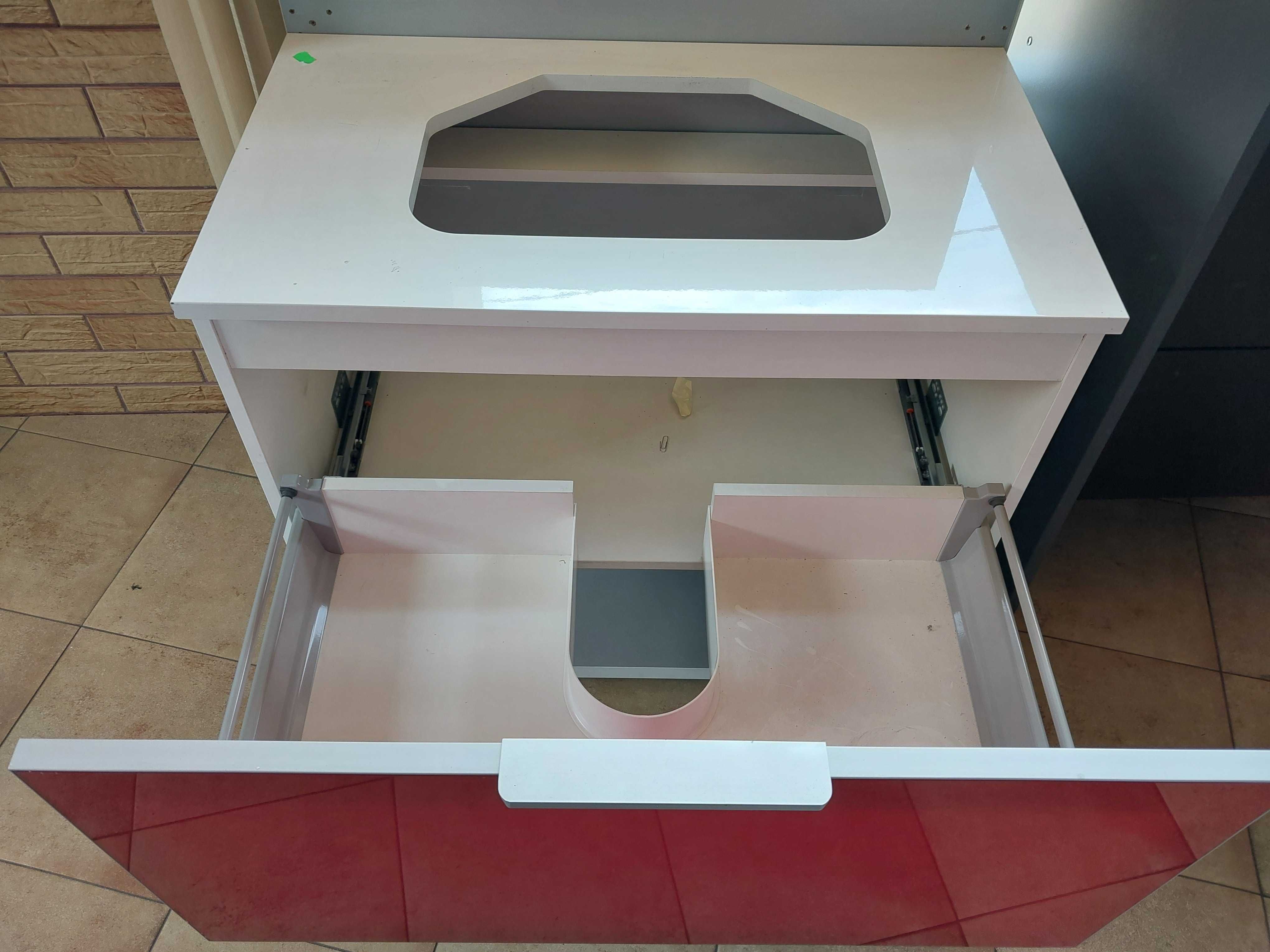 Szafka pod umywalkę 80cm czerwony front lakobel ekspozycyjna