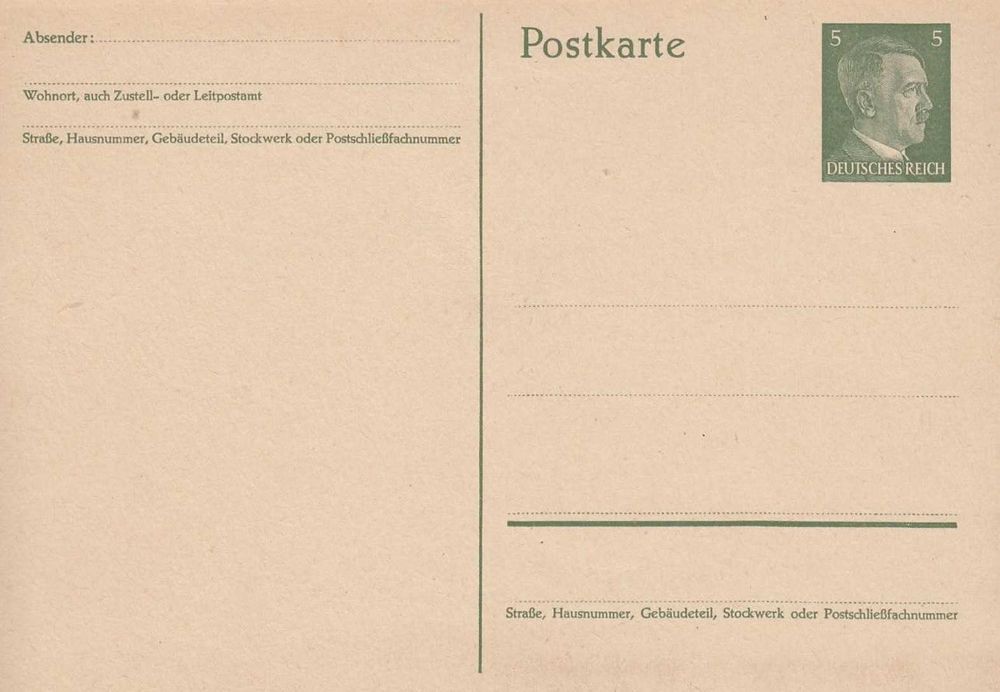 Selos Alemanha Nazi 1939/45-Postal 3/A - NOVO