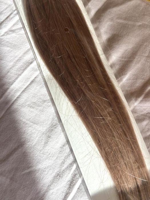 Натуральне накладне волосся на заколках, світло-русявий 50 см, 6 трес