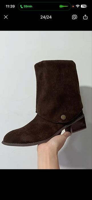 Botki kozaki zamsz brązowe niski obcas sztyblety
