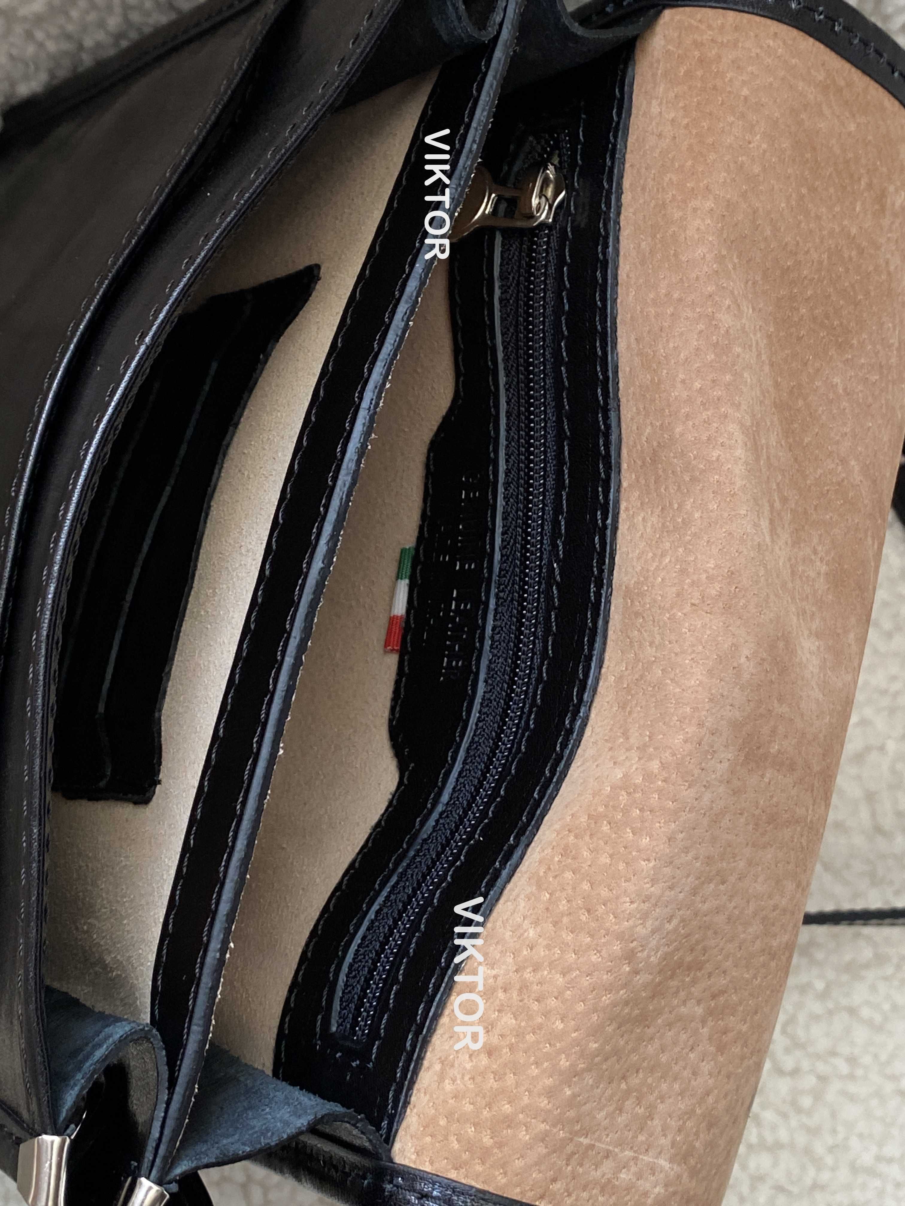 Мужская кожаная сумка-планшет с клапаном VERA PELLE. Италия.