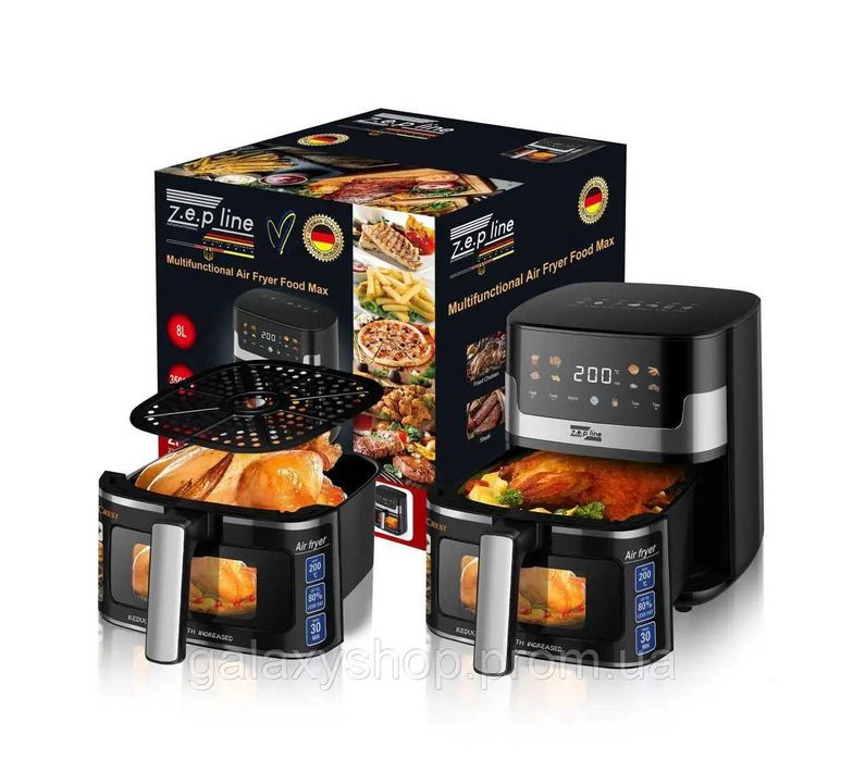 Аерогриль Zepline ZP-215 3500 Вт Аерофритюрниця 8 л без олії