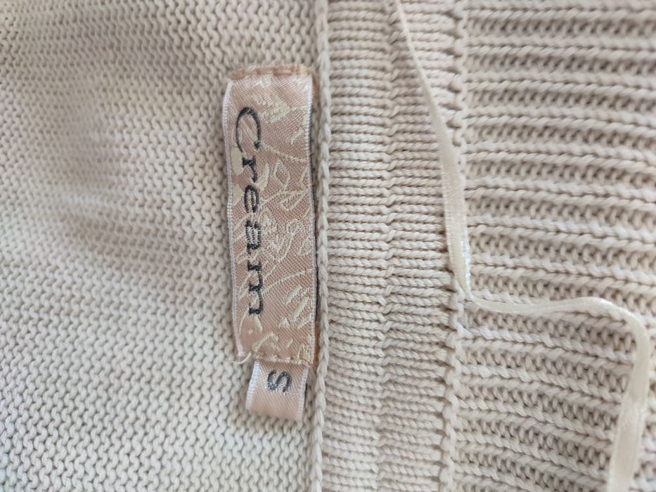 Cream dlugi kardigan sweter wzór norweski 100% bawełna s 36