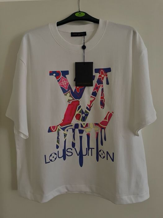 T-shirt Louis Vuitton Branca com Estampa Colorida
