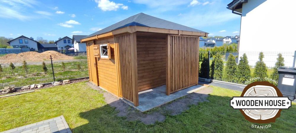 Domek narzędziowy "Świerk z Drewutnią" 3 x 4 altanystanior.pl