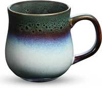 Duży, ceramiczny kubek do kawy z uchwytem, ręcznie glazurowany, 450ml