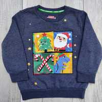 Granatowa bluza chłopięca świąteczna, Mikołaj, choinka, rozmiar 104