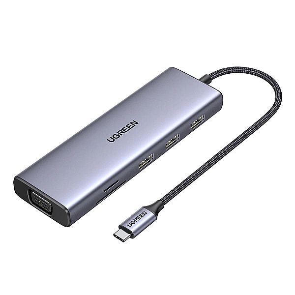 Adapter Ugreen CM498, 15600 USB-C - 3x USB-A 3.0 / HDMI / VGA / RJ45 /