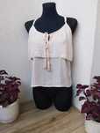 pudrowy top boho oversize XS na ramiączkach wiązany hippie elegancki