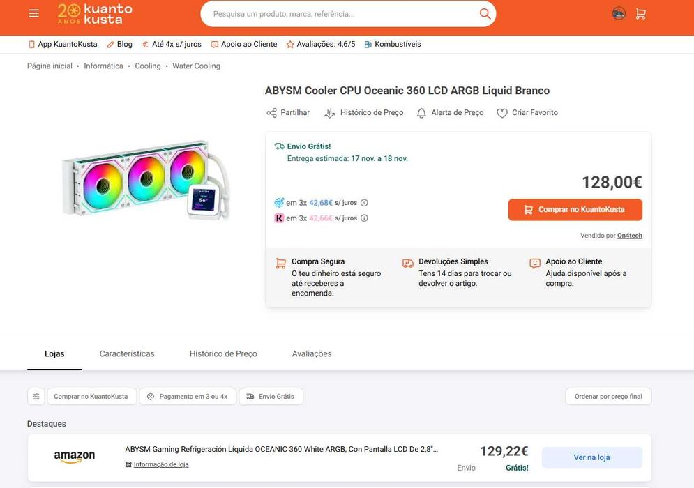 ABYSM Cooler CPU Oceanic 360 LCD ARGB Liquid Branco