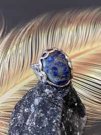 Кольцо перстень природный лазурит в серебре