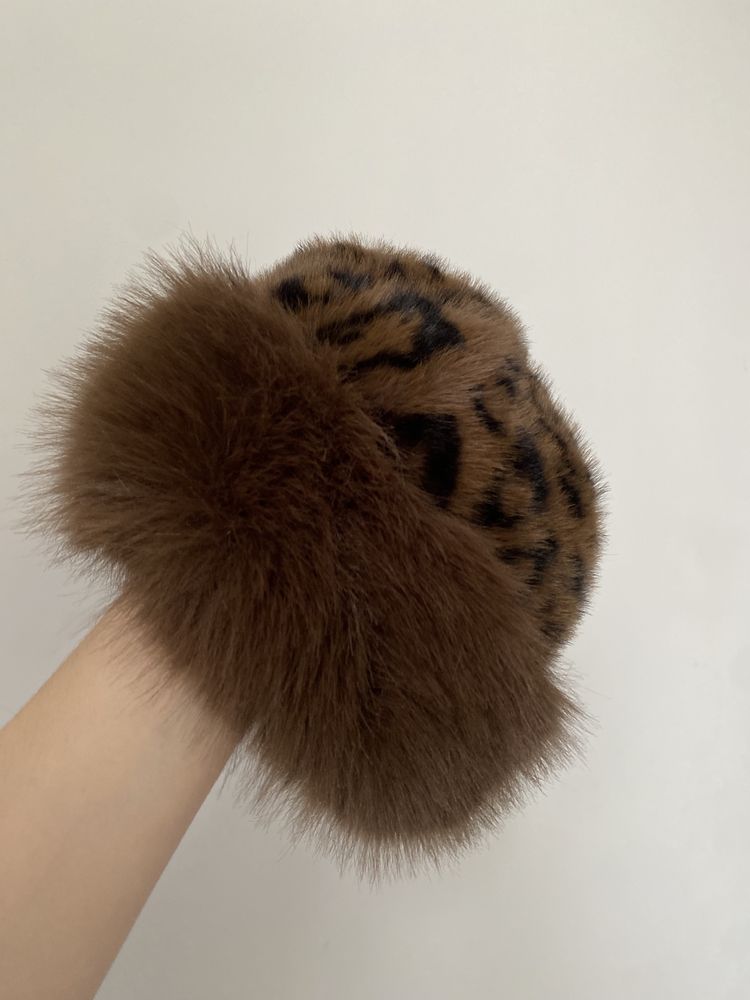 Zimowa czapka sztjcznw futro panterka slavic girl alternative coquette