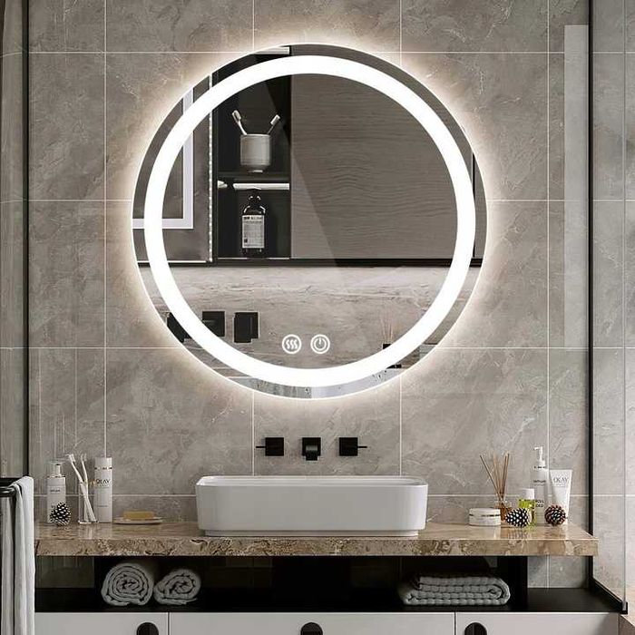 GONICVIN lustro łazienkowe LED okrągłe 60 cm