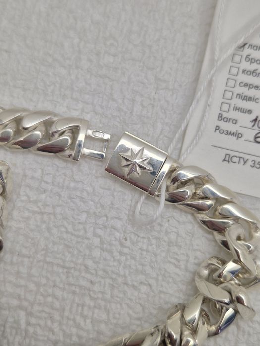 Срібний ланцюг 62см, Кубалінк, панцирний, срібло 925 проби