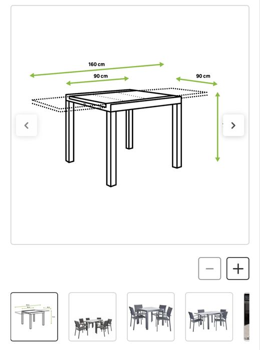 Mesa de alumínio NATERIAL LYRA ANTRACITE 90/160X90CM