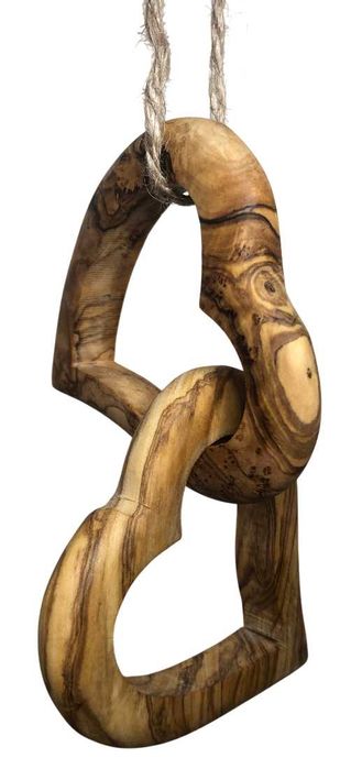 Prezent Na Walentynki Połączone Miłosne Serca Drewno Oliwne PREMIUM