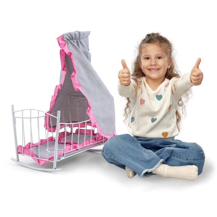 Łóżeczko dla Lalek Lily z Baldachimem Prestige Pink Milly Mally