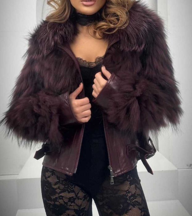 Kurtka skórzana futro lisy