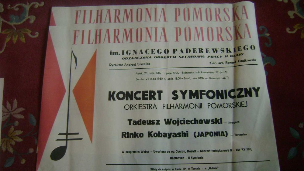 Starocie z PRL Gdańsk Plakat z Filharmonii Pomorskiej w 1980r. x 8szt.