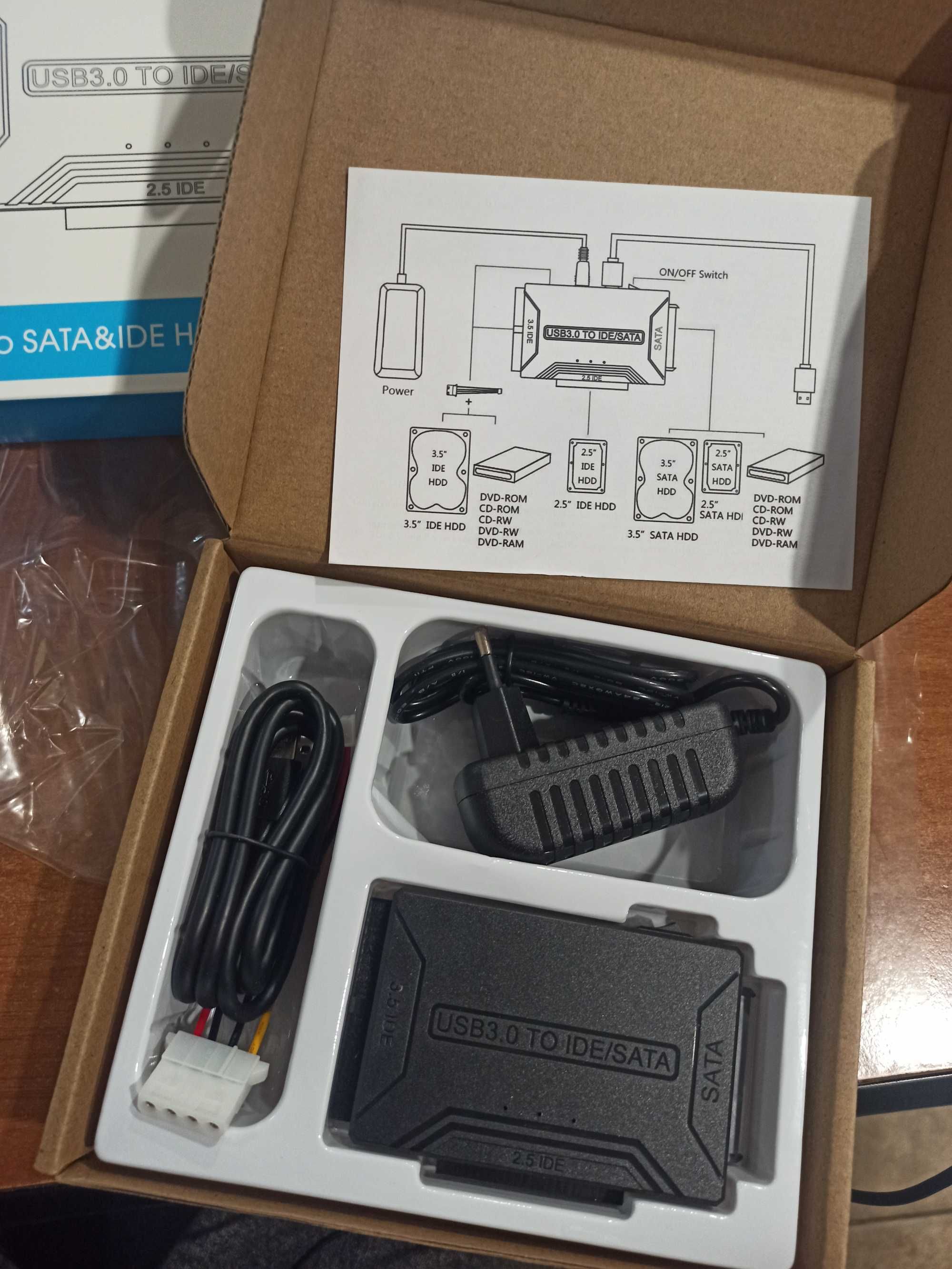 Адаптер для жорсткого диску SSD/HDD 3 в 1 SATA-USB IDE до 4 ТБ набір