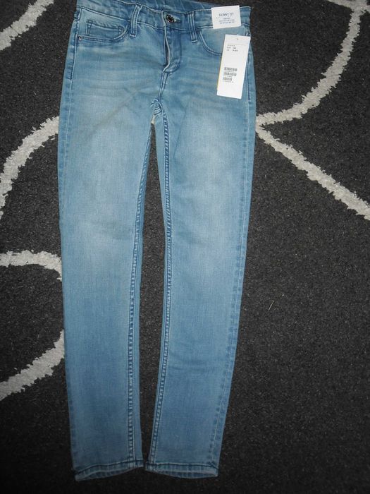 H&m skinny fit JEANS gumkowe org przecierane kotek r 140 nowe Z METKĄ