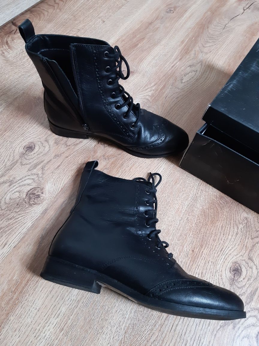 Nowe buty kozaki, botki r.38 czarne półbuty monnari skóra