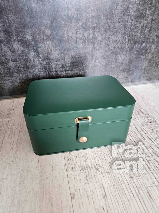 Szkatułka kuferek organizer na biżuterię podwójny zamykany pojemny