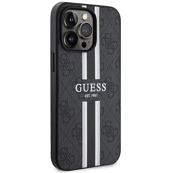 Etui Guess 4G Printed Stripes MagSafe na iPhone 13 Pro Max - czarne
