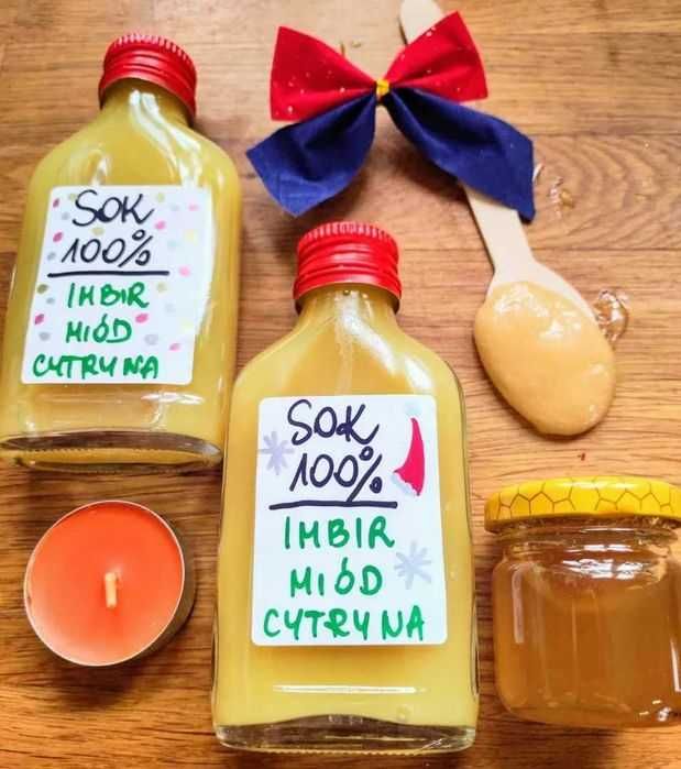 10 x SOK IMBIROWY z kurkumą / sok z rokitnika 100%