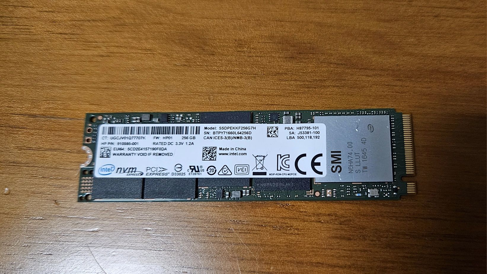 Disco NVMe SSD 256GB M.2 PCi 3.0 x4