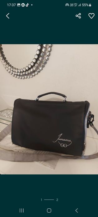 Siwa siwo Czarna torba junama diamond oryginalna ekoskóra z materiałem