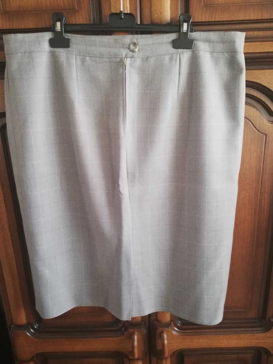 Komplecik w kratkę: elegancki żakiet + spódnica, rozmiar 48-50