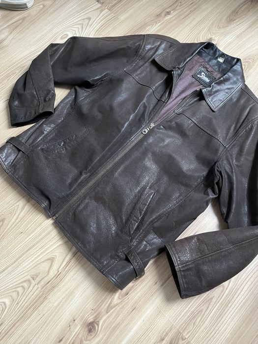 Męska kurtka skórzana L XL brązowa skóra katana