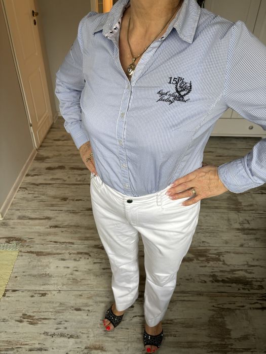 Ralph Lauren biale spodnie chinosy chinos eleganckie bawelna