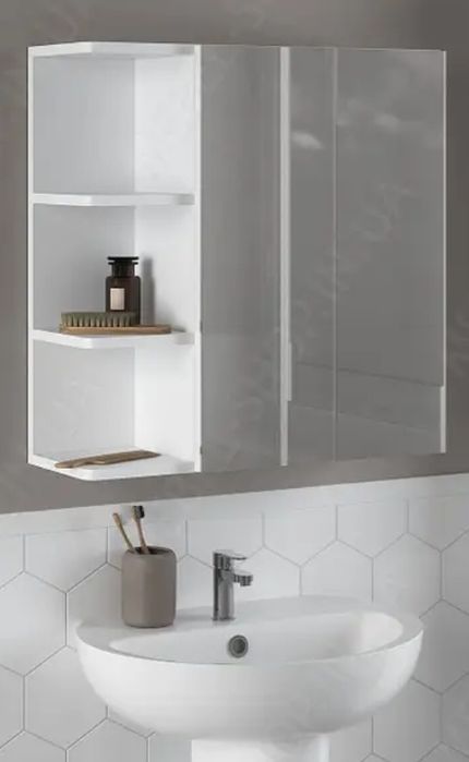 Навісна полиця з дзеркалом для ванної кімнати