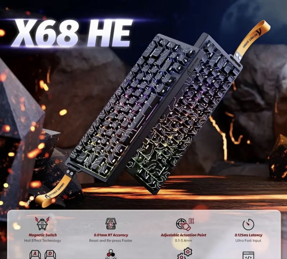 Магнитная клавиатура | клавиатура на белых свечах | attack shark x68he