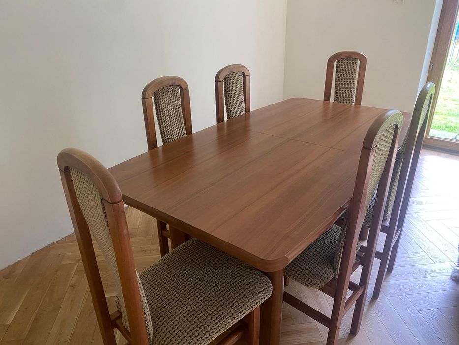 Zestaw stół 160x90+40cm z krzesłami