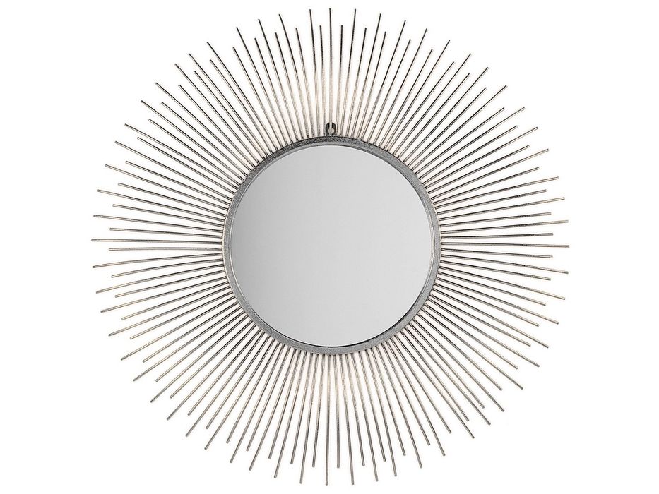 Metalowe lustro ścienne słońce ø 80 cm srebrne CILLY