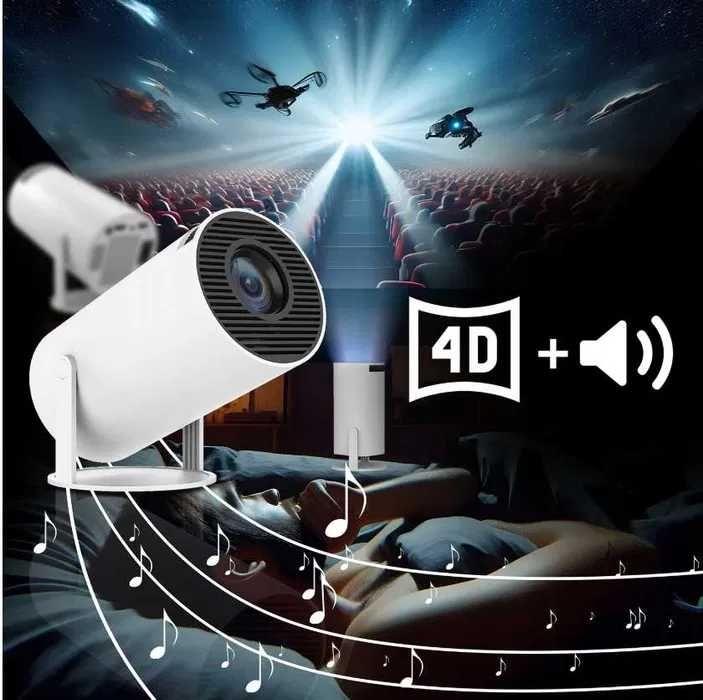 Projektor Przenośny Smart 4K WiFi Android z Głośnikiem BT 5.0 Nowy