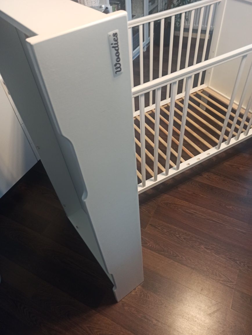 Łóżeczko Woodies białe z szufladą