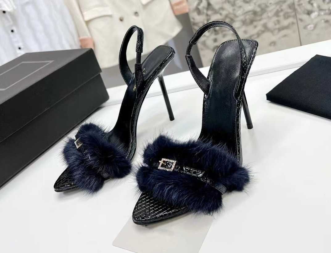 Sexy Szpilki Saint Laurent YSL futro królika 2 kolory roz. od 35 do 40