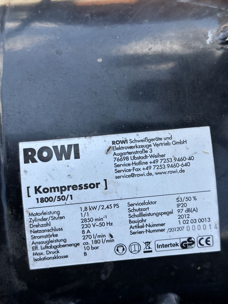 Компресор rowi einhell 1800 kw