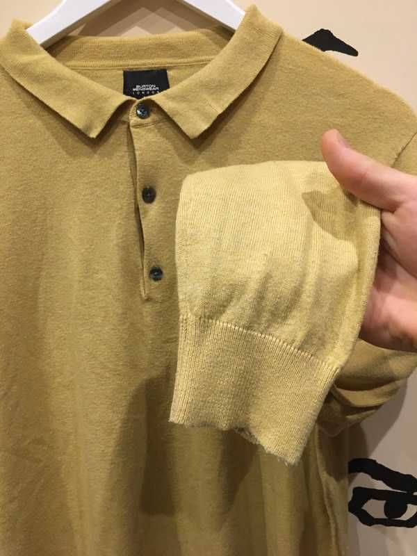 Sweter bluzka z guzikami rozmiar L żółty męski Burton Menswear