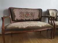 Sofa gobelinowa Ludwik XVI plus fotel z połowy XX wieku kpl.